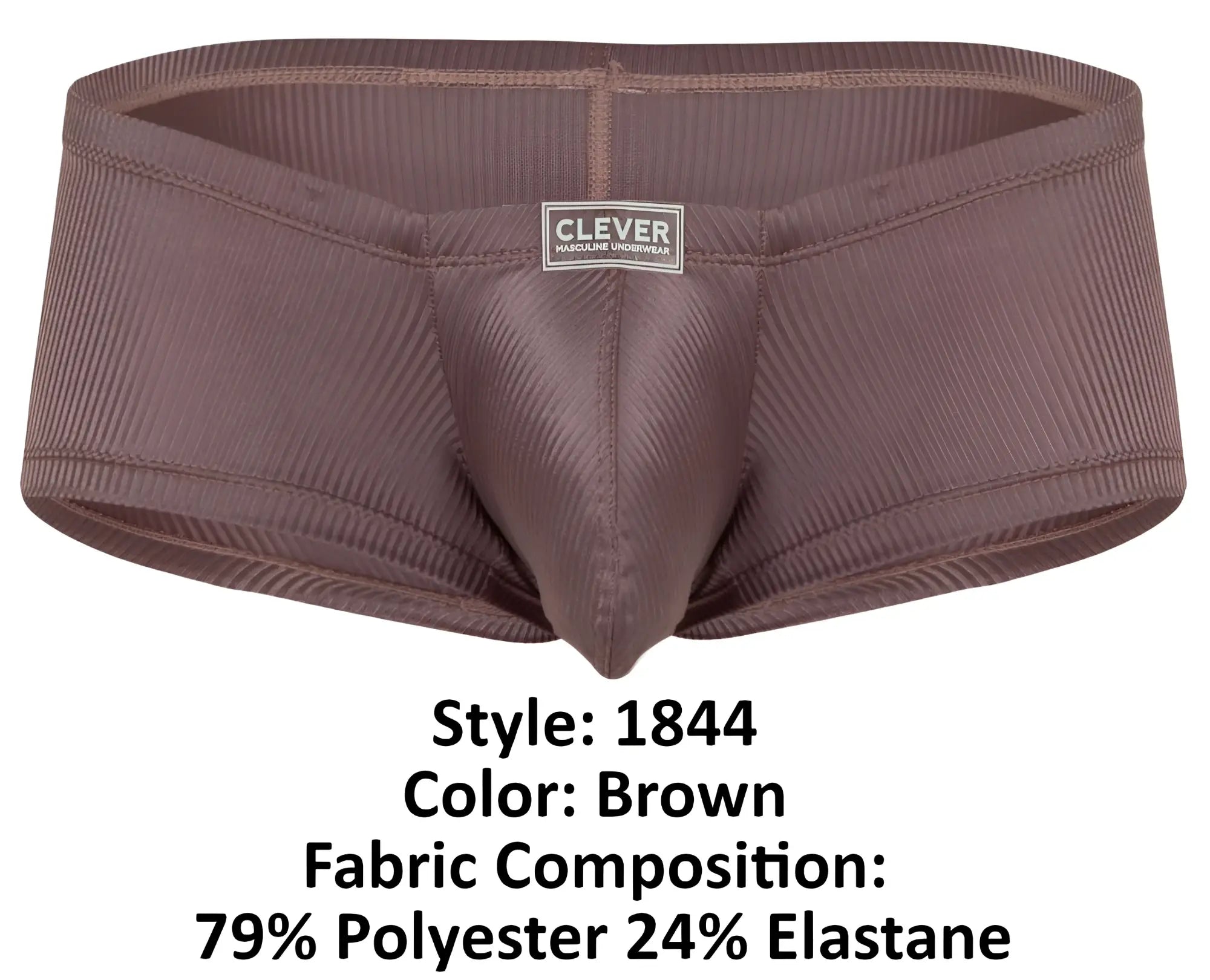 Brown ribbed polyester and elastane briefs by clever mens underwear from the clever 1844 aura trunks collection