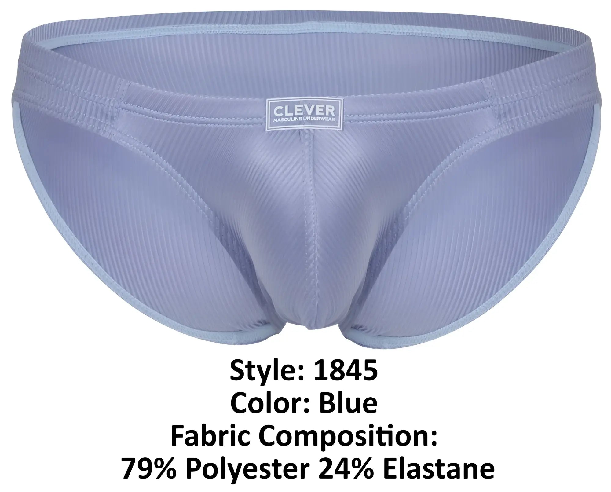 Light blue clever 1845 aura bikini briefs in ribbed polyester and elastane blend for men