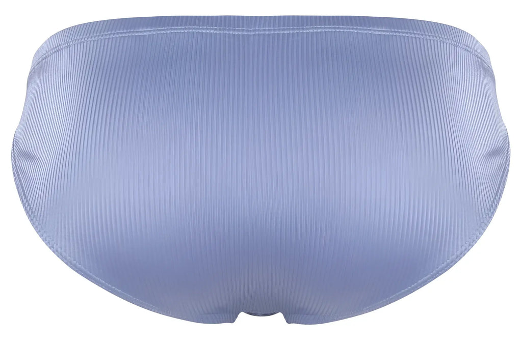 Light blue ribbed fabric briefs from clever 1845 aura bikini collection showing front side design