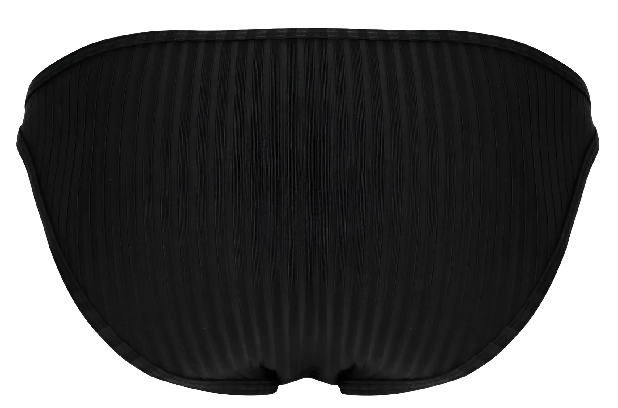 Black ribbed bikini bottom with sleek contoured design from clever 1846 mantra bikini color black shown from the back