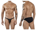 Black clever 1846 mantra bikini briefs with subtle ribbed texture and white brand tag on waistband