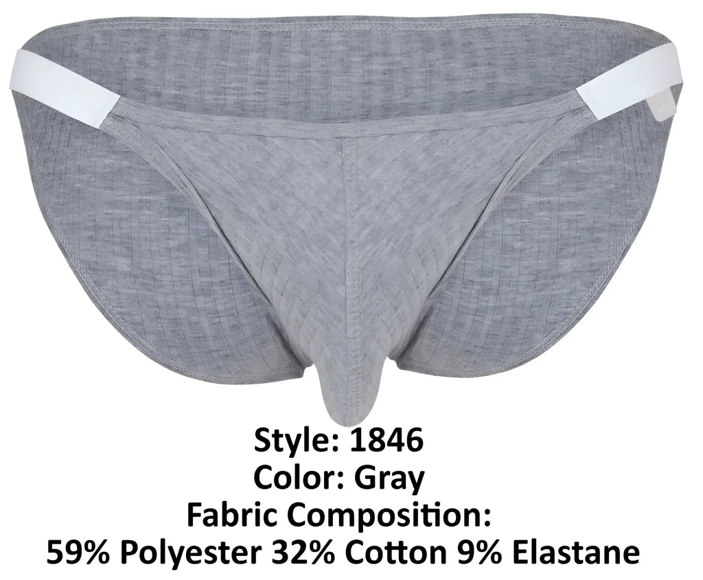 Clever 1846 Mantra bikini color gray athletic briefs with white elastic waistband in polyester cotton elastane blend