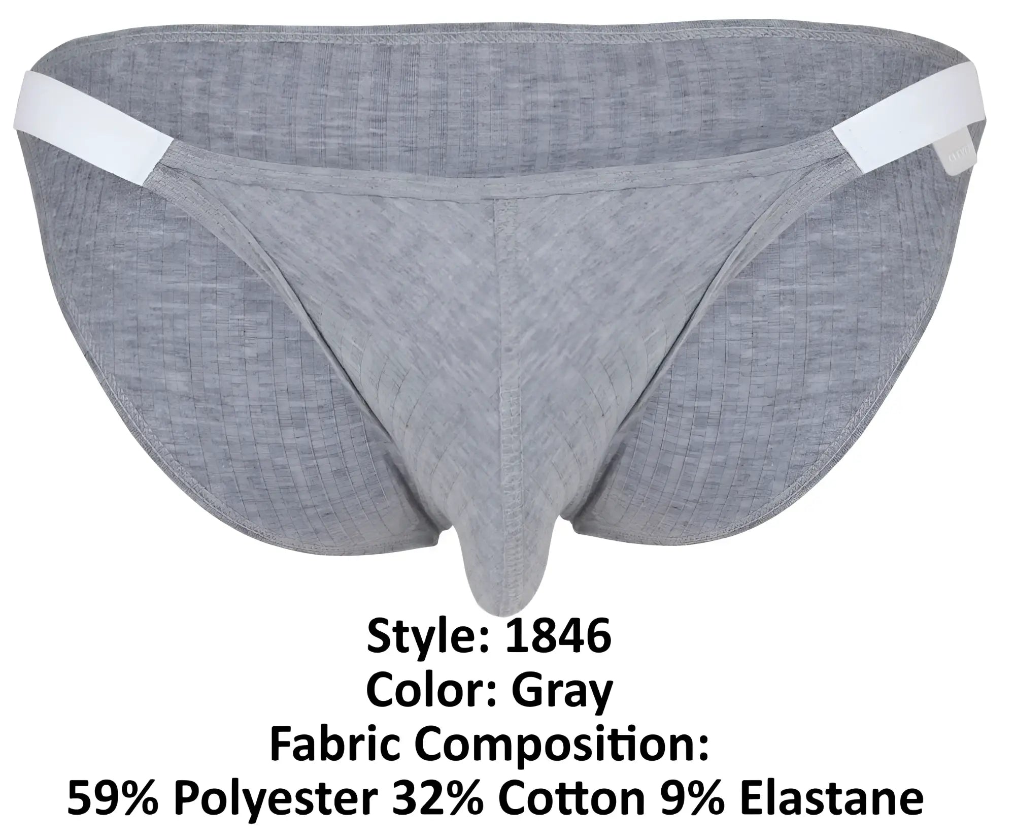 Clever 1846 Mantra bikini color gray athletic briefs with white elastic waistband in polyester cotton elastane blend