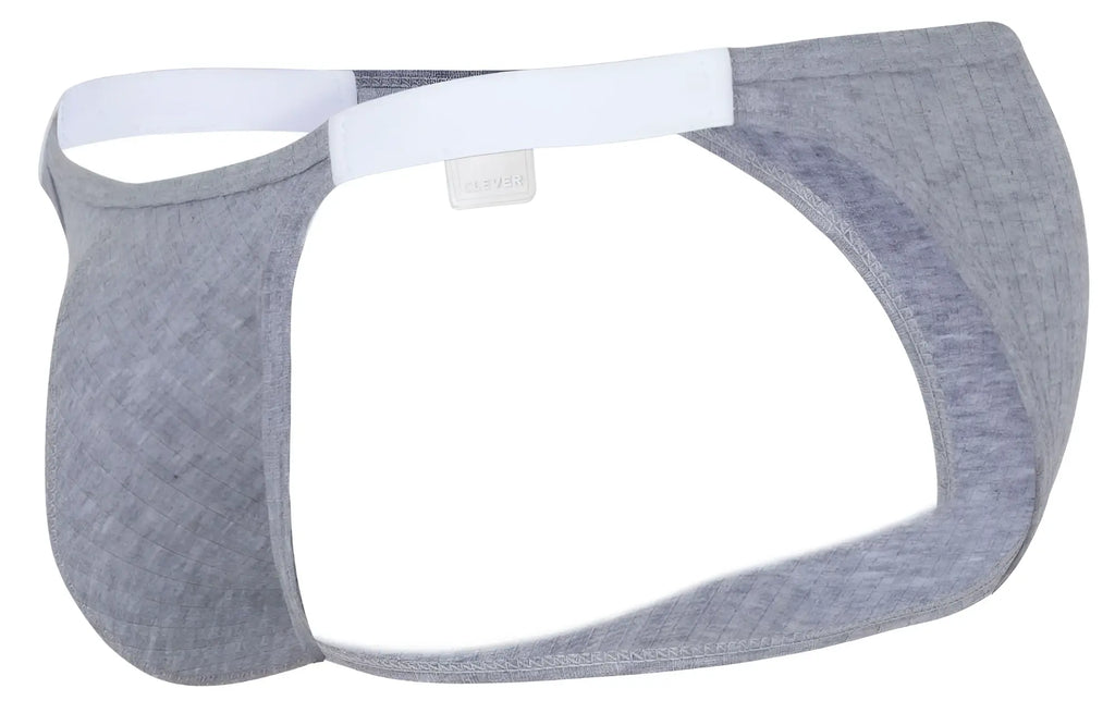 Clever 1846 mantra bikini briefs in gray heathered fabric with a white elastic waistband for comfortable wear
