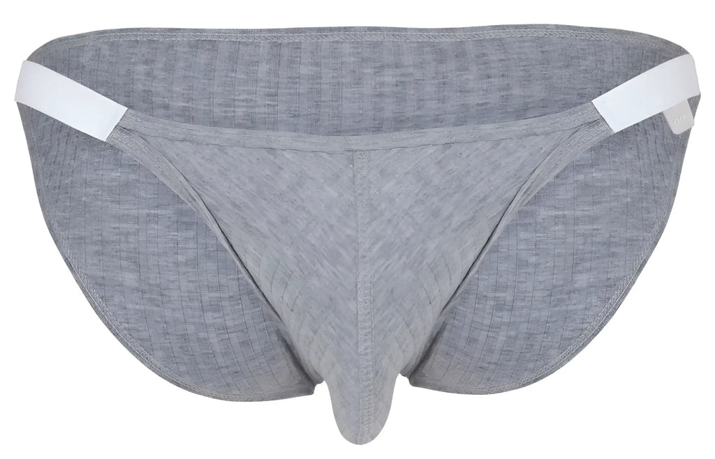 Clever 1846 mantra bikini brief in gray textured fabric with white elastic waistband for comfortable wear