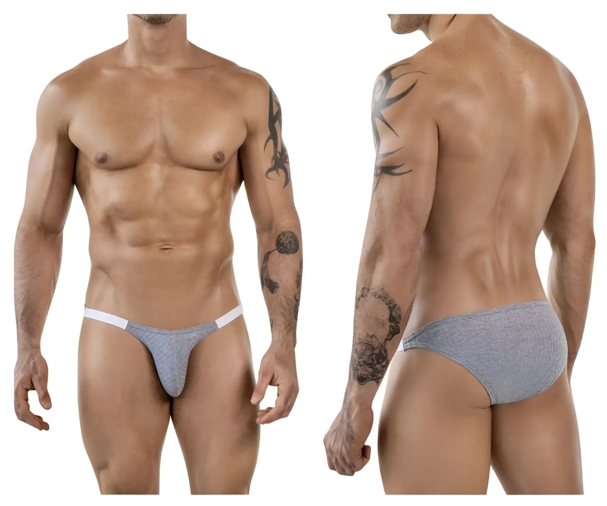 Gray textured briefs with white trim clever 1846 mantra bikini in gray for comfortable everyday wear