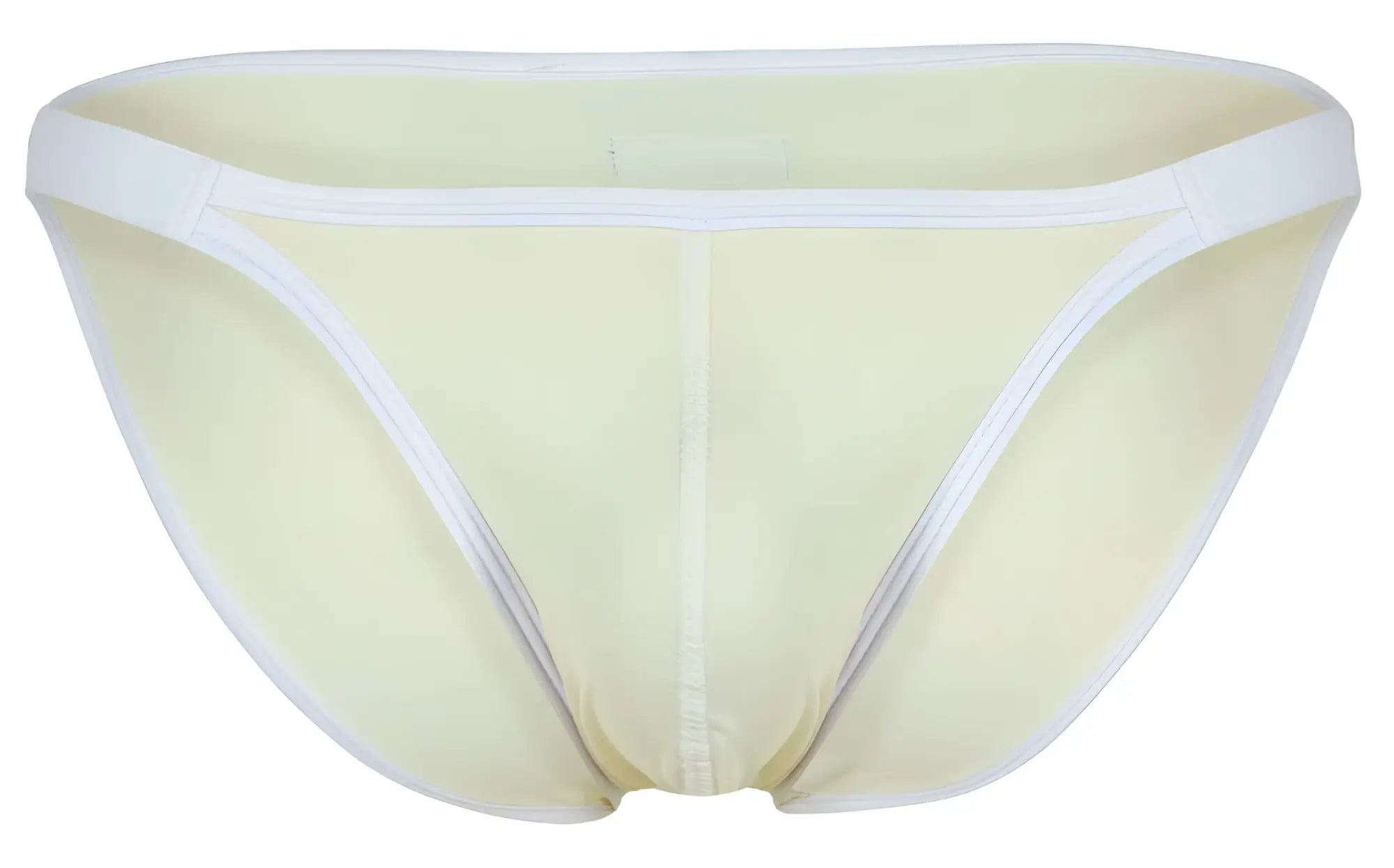 Beige clever 1848 relax bikini briefs in pale yellow sheer fabric with white trim for comfortable everyday wear