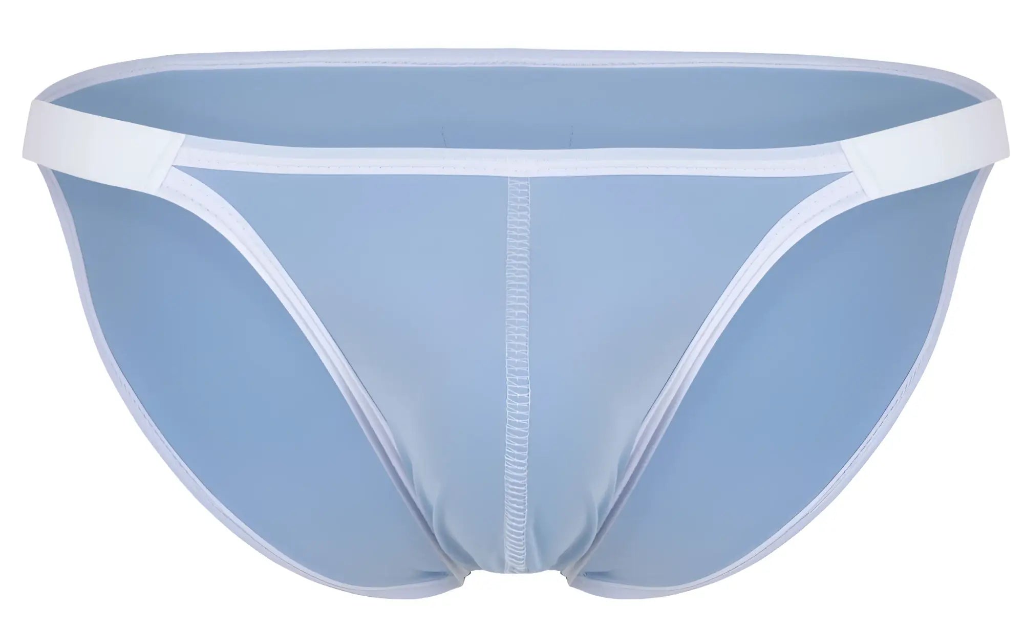 Clever 1848 relax bikini briefs in light blue with white trim and central seam seamless design