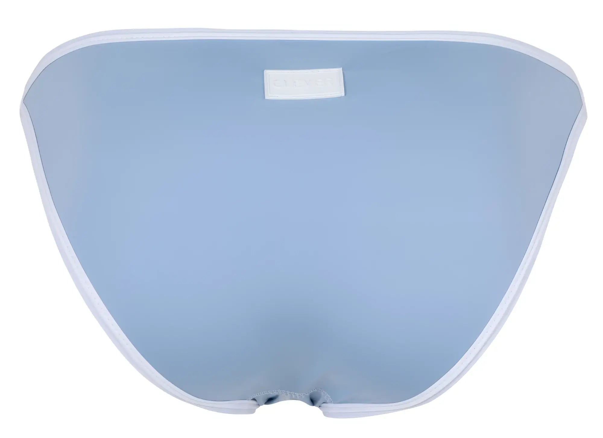 Light blue clever 1848 relax bikini bottom with white trim and small rectangular brand tag visible from the back side