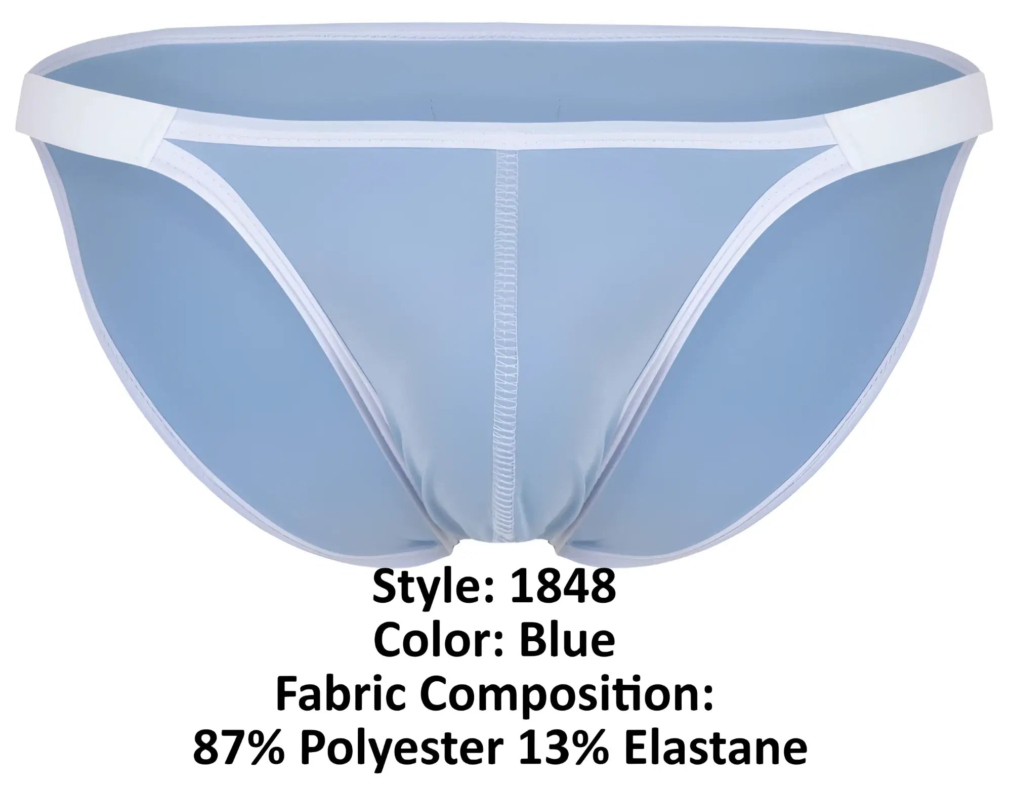 Light blue clever 1848 relax bikini briefs with white trim and central seam in form-fitting comfortable fabric
