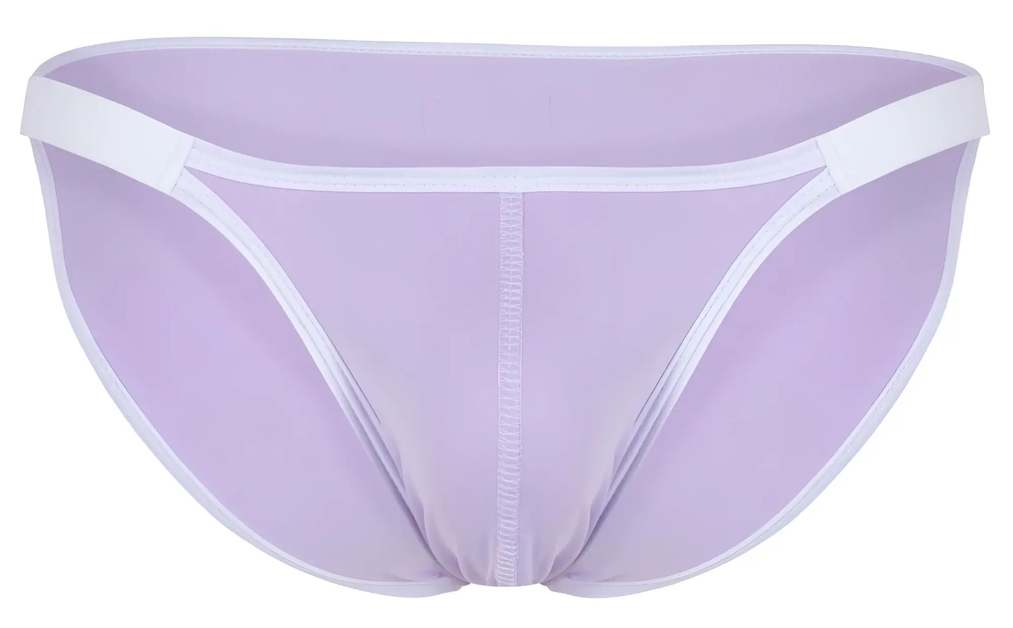 Lavender mesh clever 1848 relax bikini briefs with white trim and central seam in lilac color