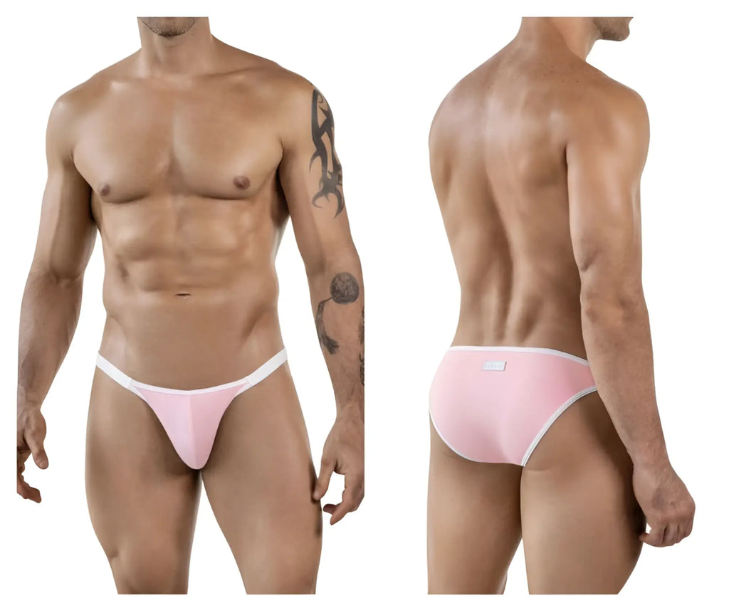 Pink athletic briefs with white trim clever 1848 relax bikini color pink comfortable and breathable fabric