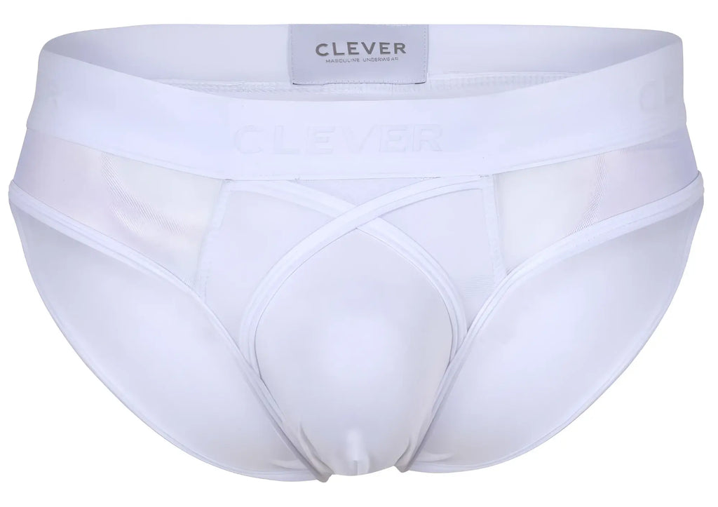 White clever 1849 eros bikini men’s briefs with smooth seamless design and subtle waistband branding