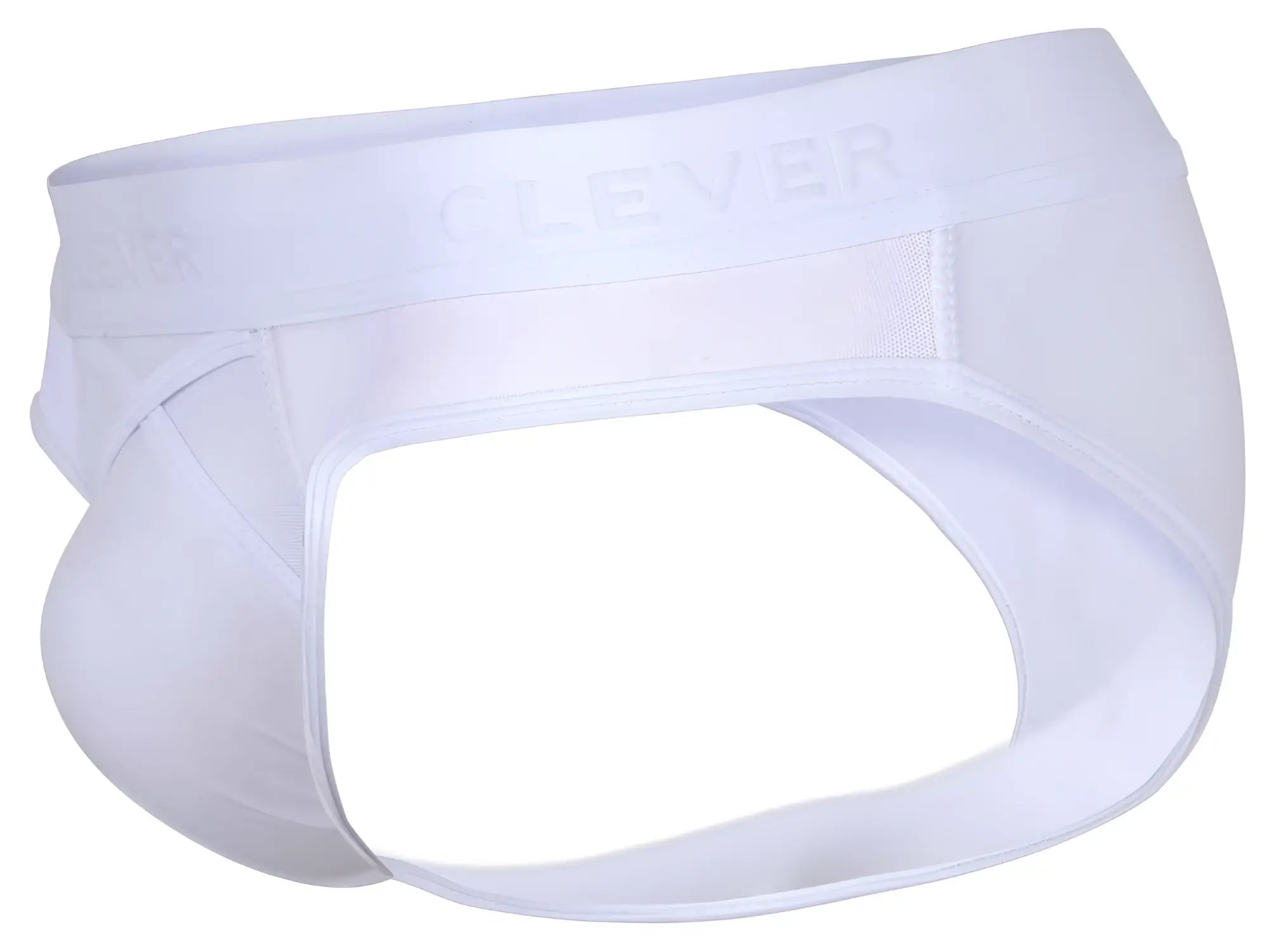 White men’s clever 1849 eros bikini briefs with smooth seamless design and embossed waistband in white color
