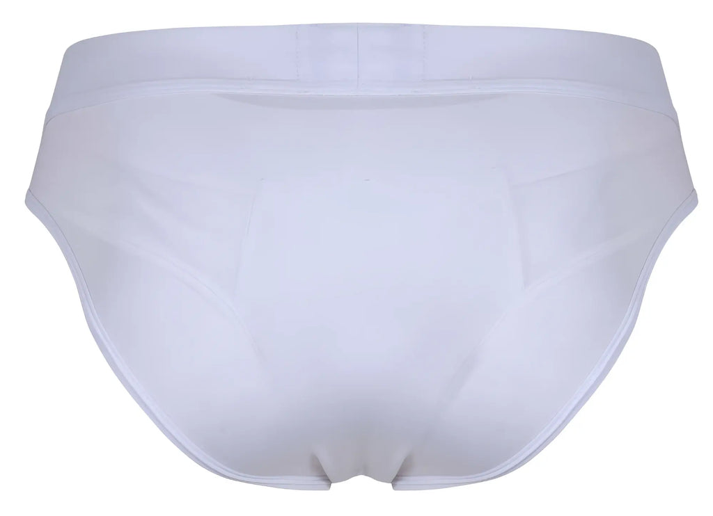 Clever 1849 eros bikini white briefs with smooth seamless fabric and clean minimalist design front view