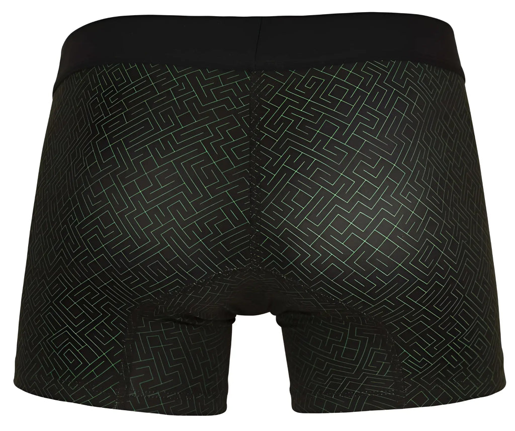 Black clever 1850 laberin trunks boxer briefs with subtle light gray geometric maze pattern for everyday wear