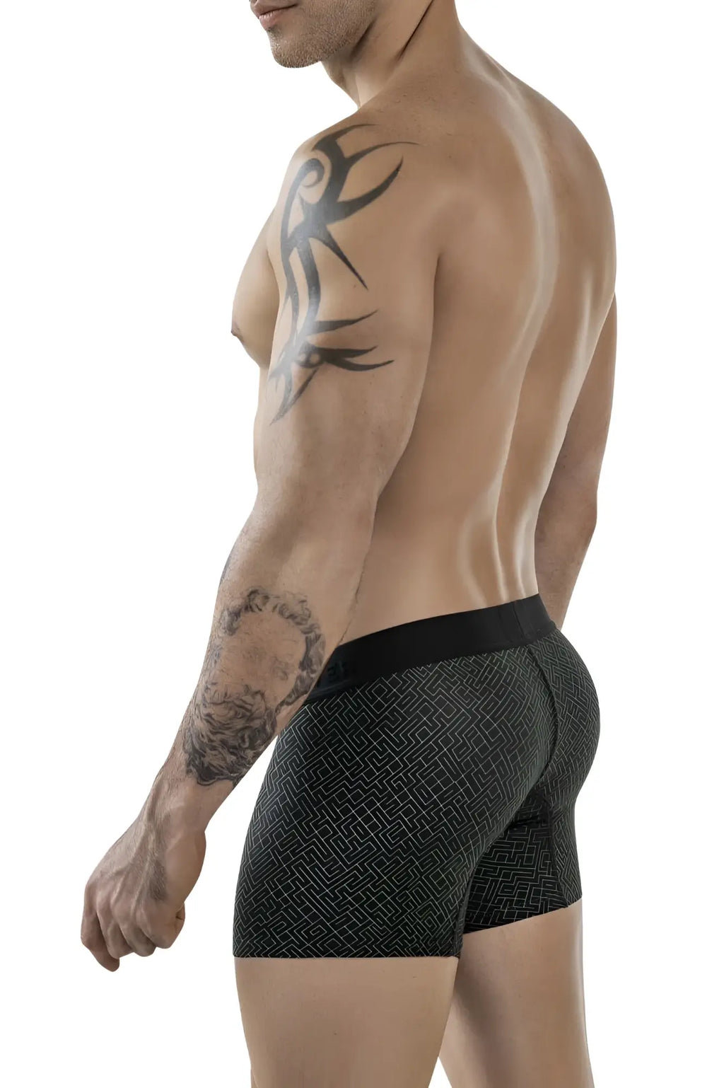 Clever 1850 laberin trunks black boxer briefs with subtle geometric pattern and solid black waistband for everyday wear