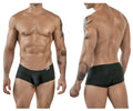 Clever 1852 Laberin trunks black briefs with subtle geometric pattern and small white logo on waistband front side