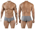 Men’s Clem 1856 Cuadricula trunks in white with black and white geometric pattern cotton briefs front view