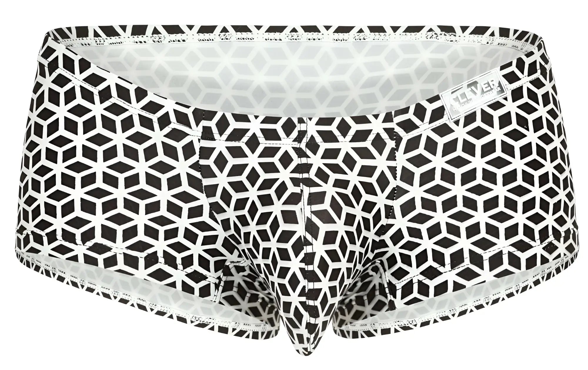 Clever 1856 Cuadricula white men’s briefs with black and white geometric pattern and sleek modern design