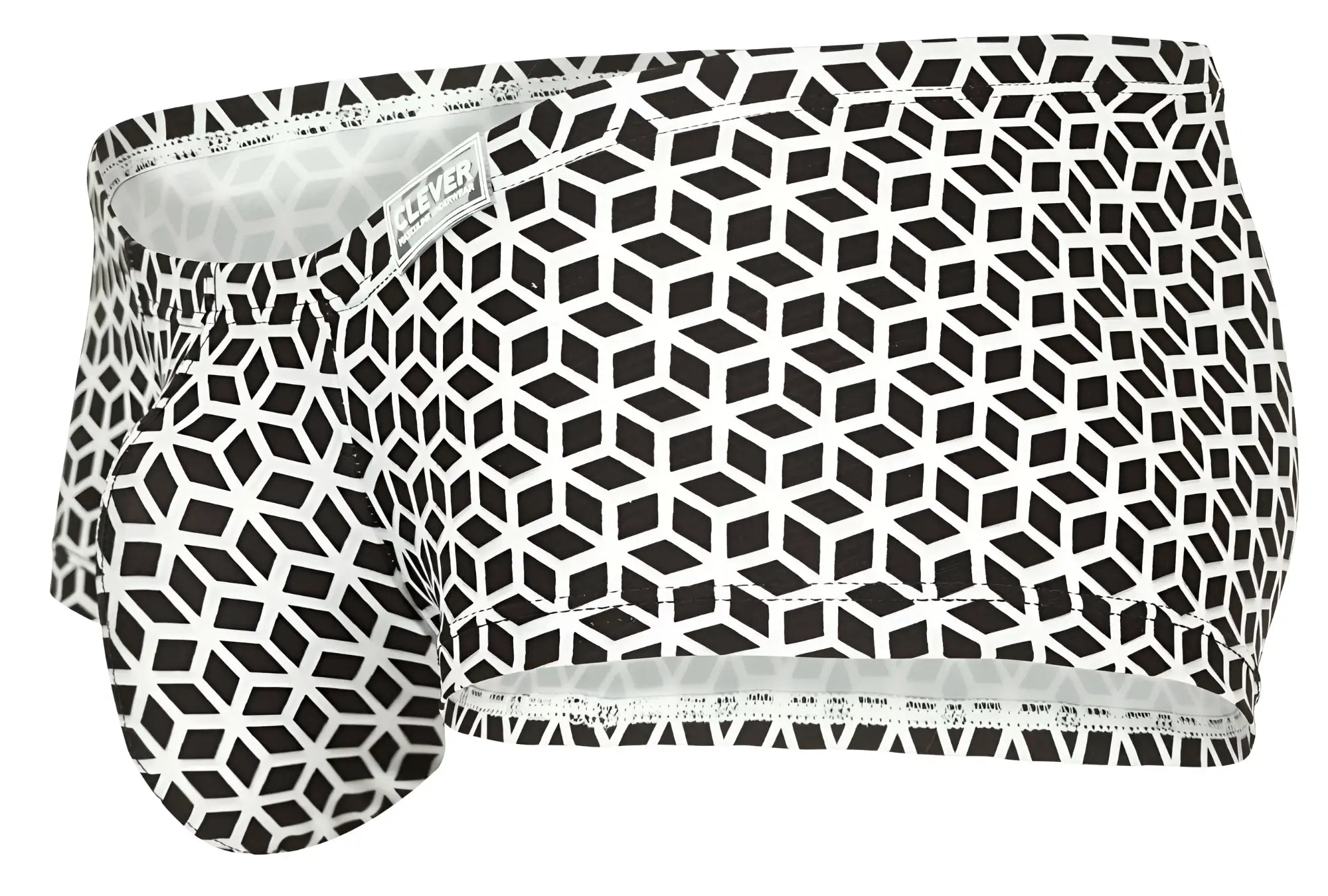 Clever 1856 cuadricula trunks white men’s briefs with sleek black and white geometric pattern and modern design