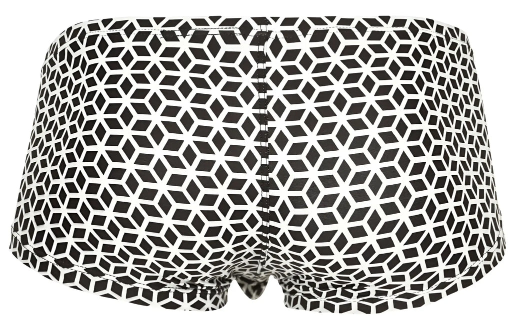 Clever 1856 cuadricula trunks in white feature black and white geometric patterns for stylish swimwear use