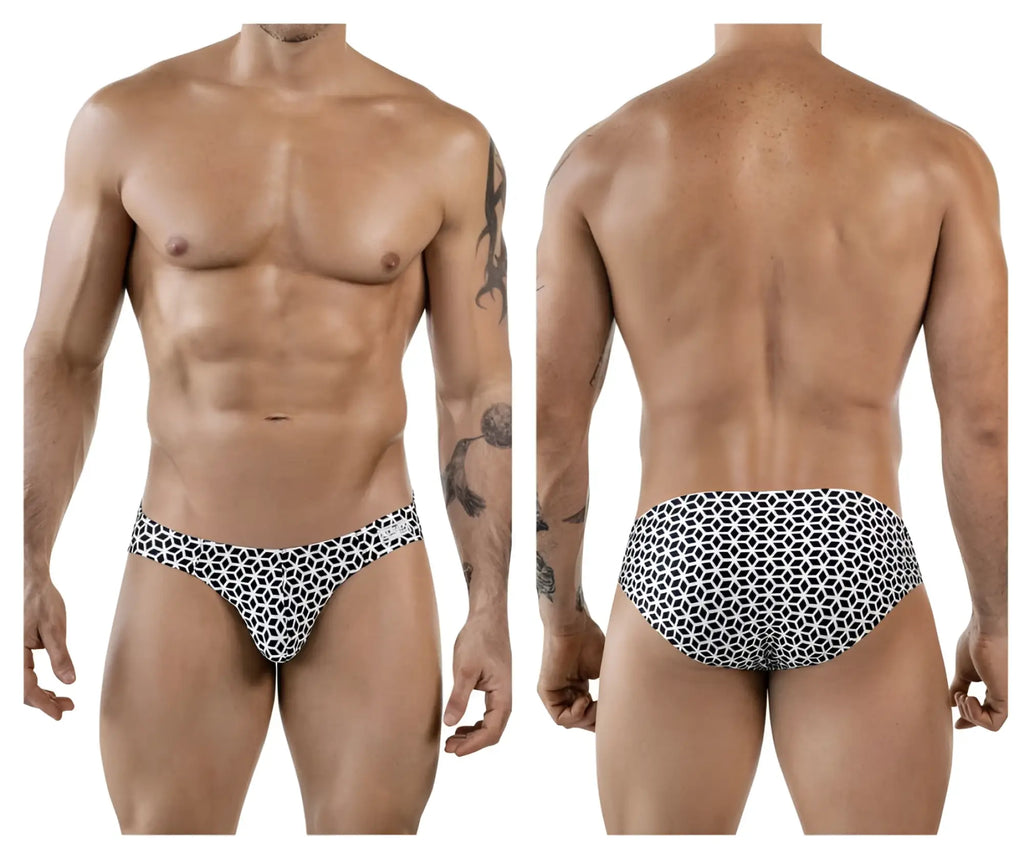 Men’s swim trunks clever 1857 cuadricula bikini in black and white geometric pattern perfect for beachwear