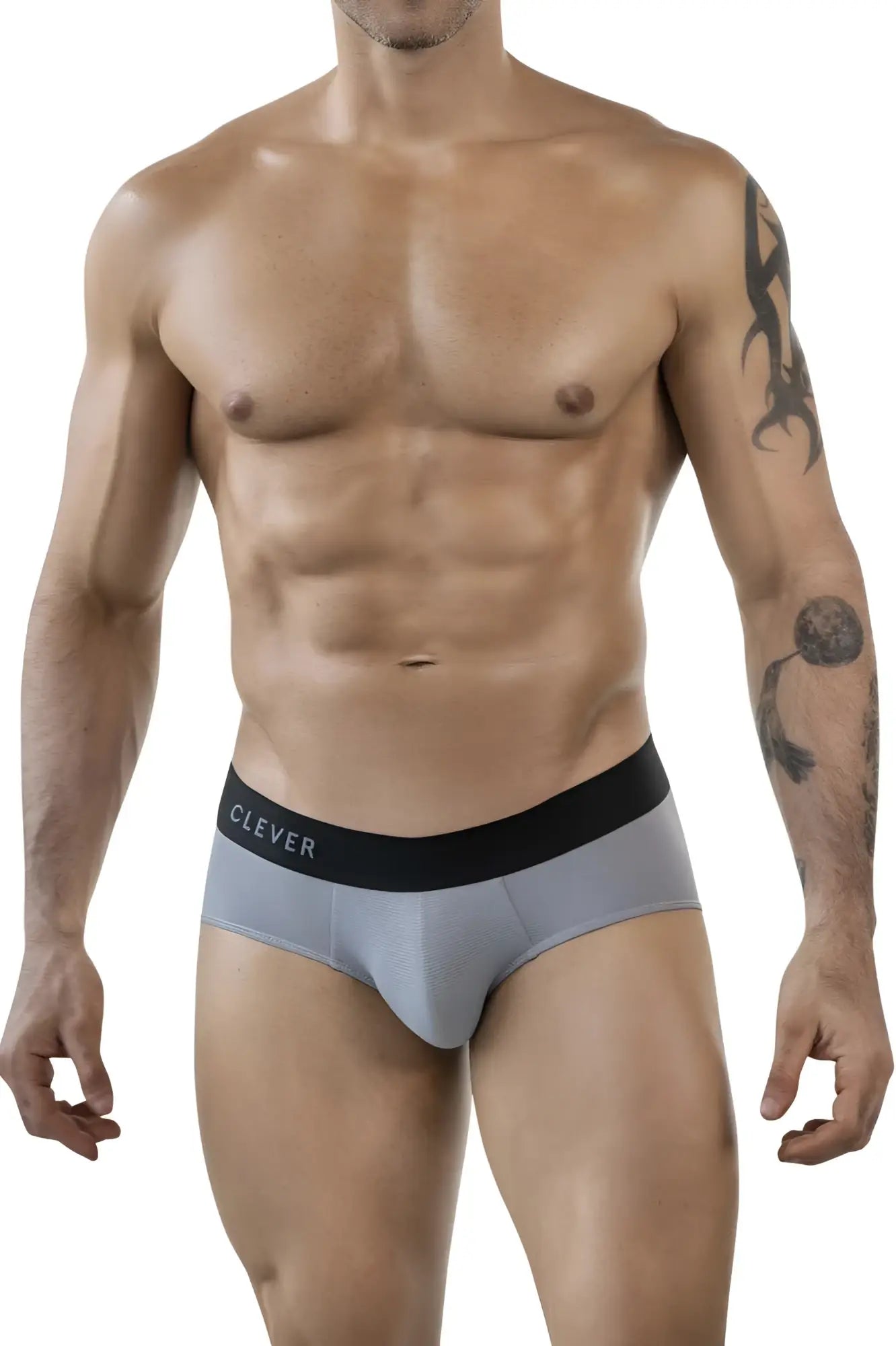Gray clever 1862 oneal briefs with a black waistband featuring white clever lettering for comfortable daily wear