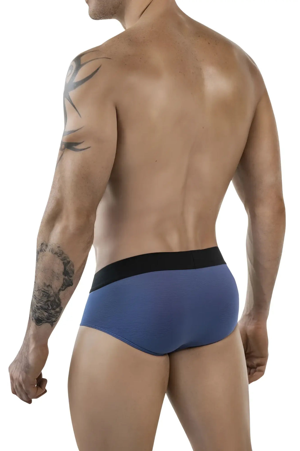Clever 1862 oneal briefs in petrol blue with blue textured fabric and black elastic waistband for comfortable wear