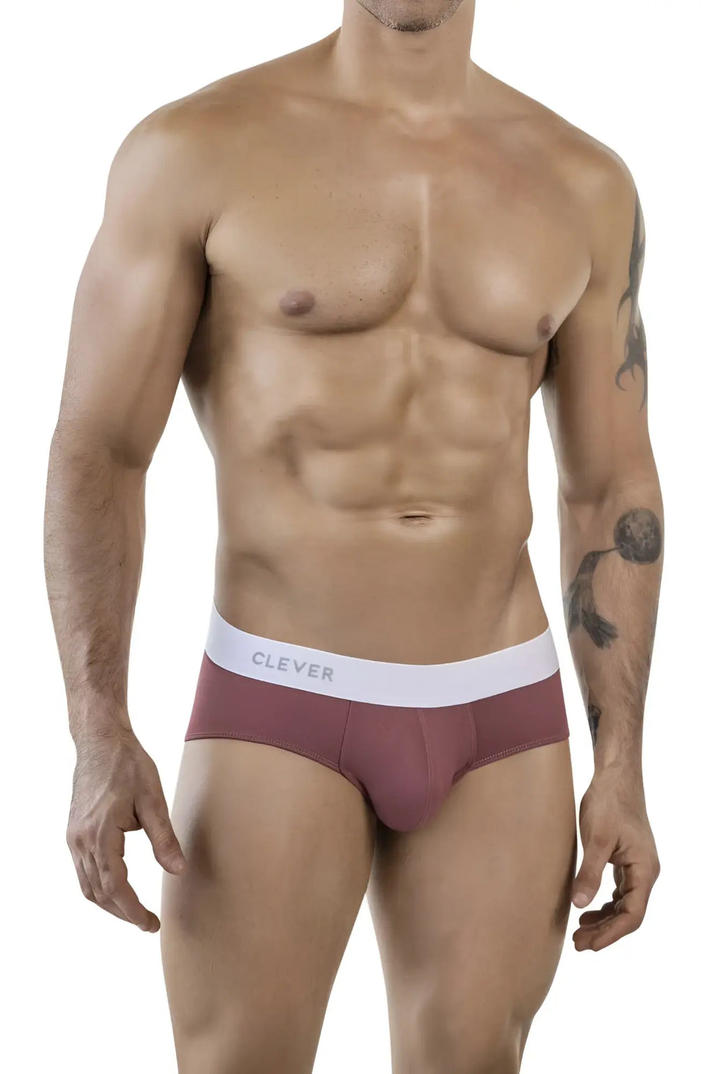 Maroon and white clever 1863 lecler briefs with a clean modern design in grape color for comfortable everyday wear