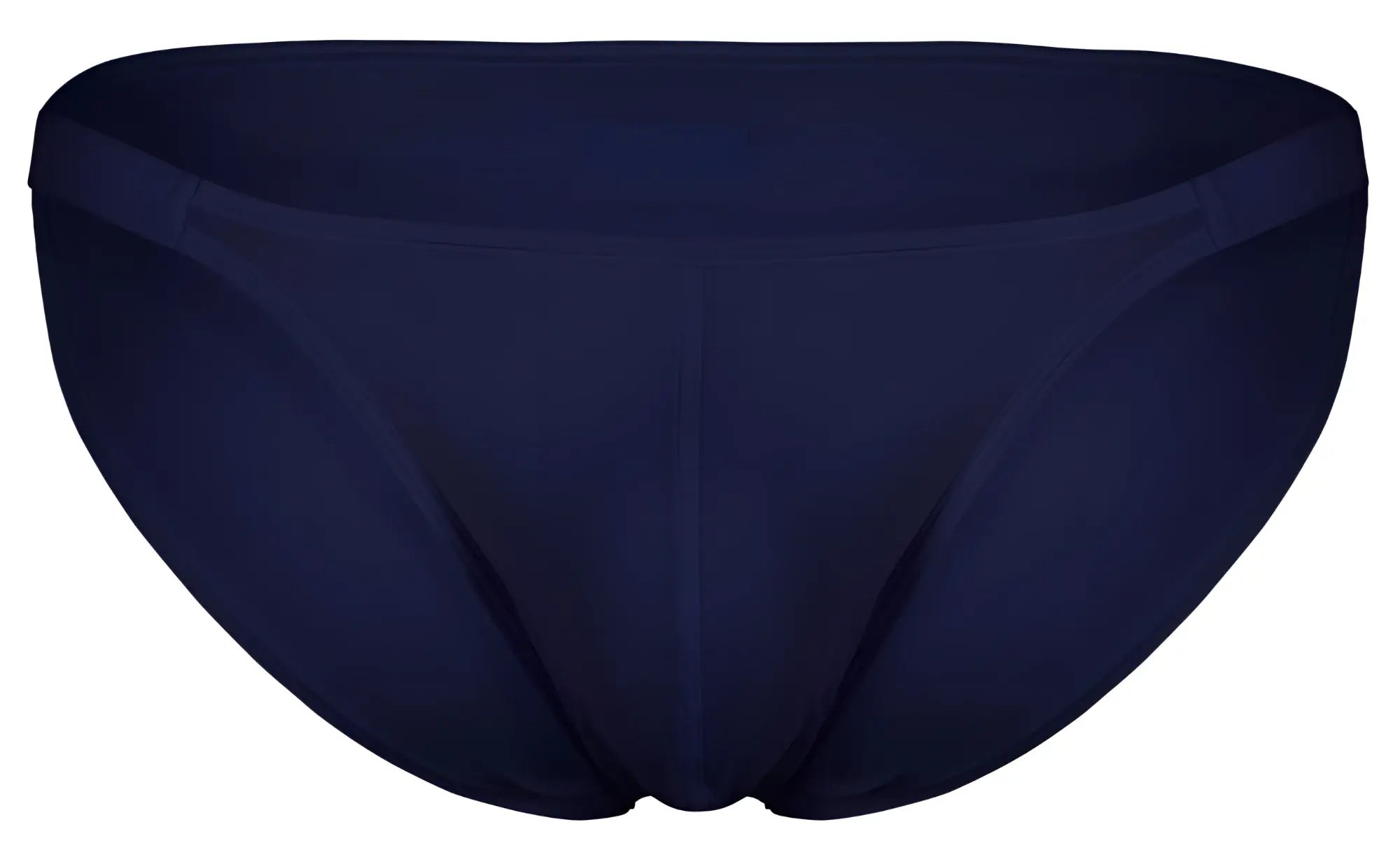 Navy blue clever 1865 oomph bikini briefs with smooth seamless fabric finish front side view