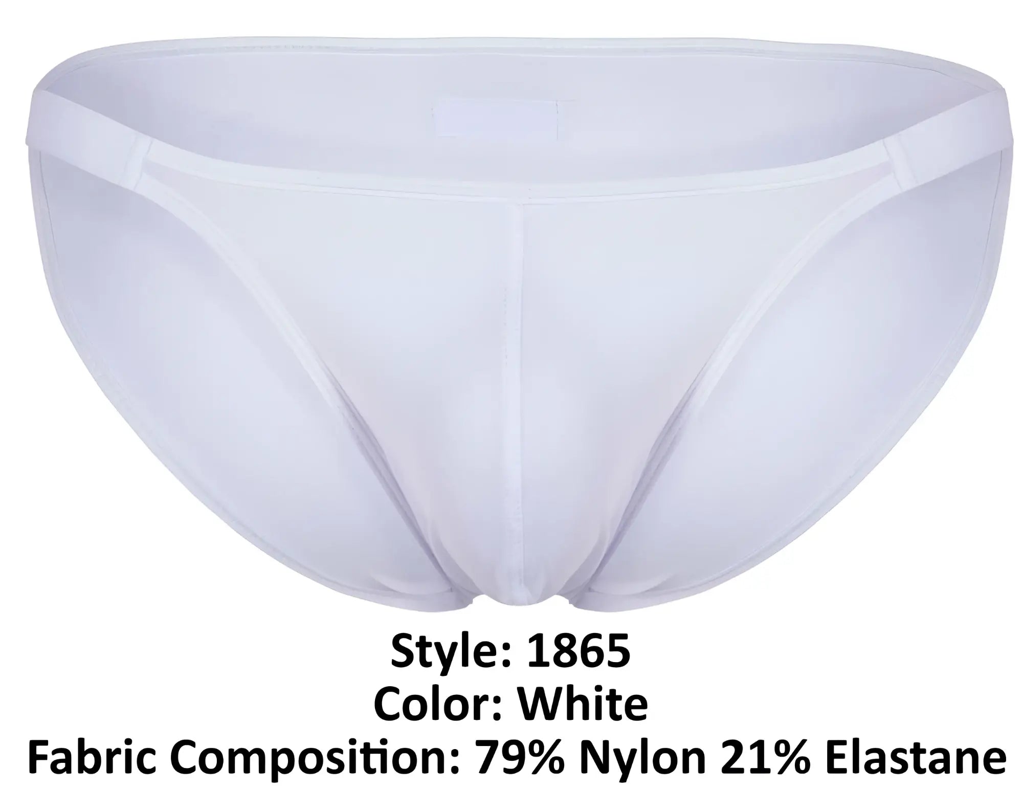 White clever 1865 oomph bikini briefs made of 79% nylon 21% elastane with smooth form fitting design and supportive waistband