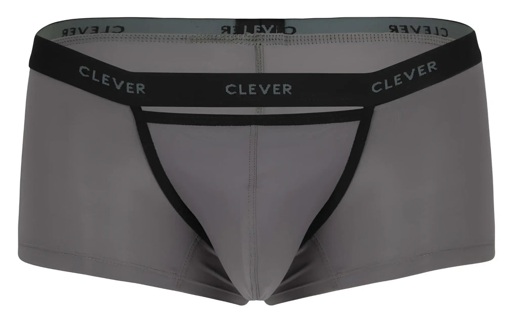 Gray clever 1866 tokio trunks men’s briefs with black elastic waistband and leg openings in cotton blend