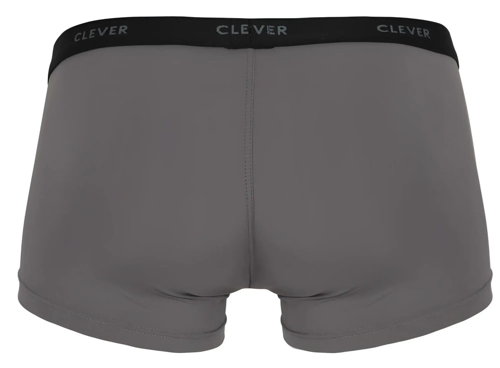 Gray clever 1866 tokio trunks boxer briefs with black elastic waistband and white clever logo for comfortable wear