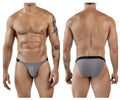 Gray clever 1867 tokio bikini briefs with black elastic waistband featuring brand name in white for men