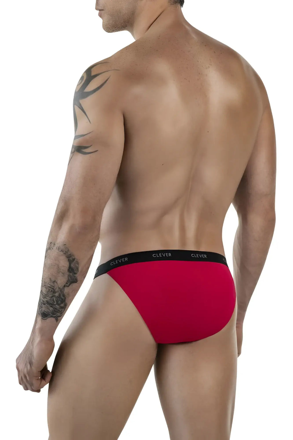 Red clever 1867 tokio bikini briefs with a black elastic waistband made from soft stretch fabric