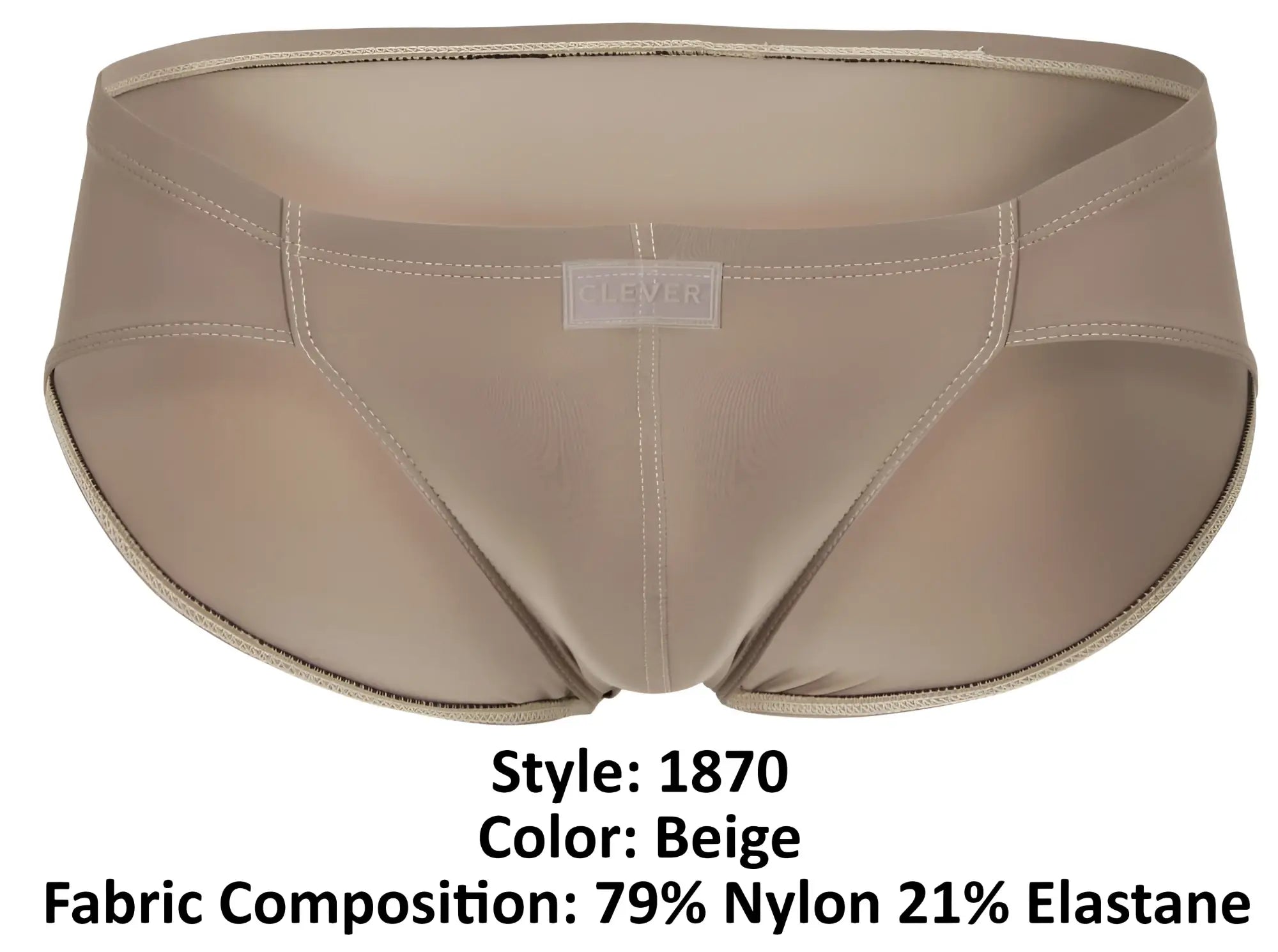 Beige men’s briefs clever 1870 audaz bikini with sleek form-fitting design made of 79 nylon and 21 elastane