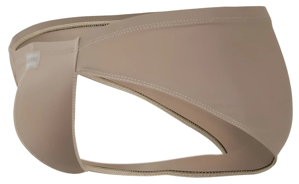 Beige clever 1870 audaz bikini briefs with zipper closure and reinforced stitching for comfortable stretch fit