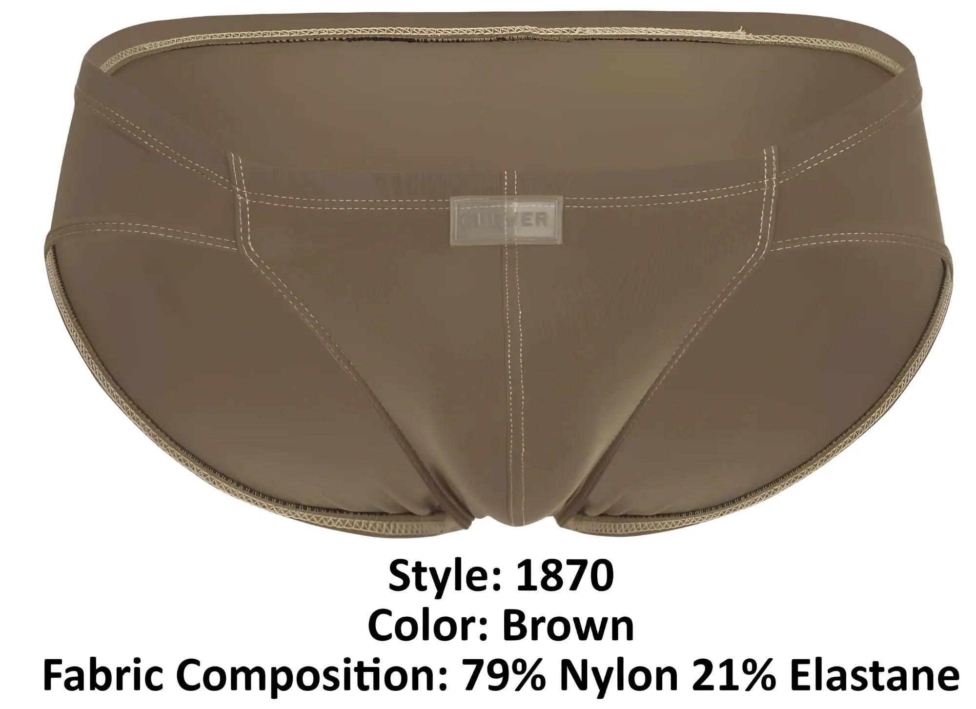 Brown clever 1870 audaz bikini mens briefs in sleek form-fitting design made of 79 nylon and 21 elastane