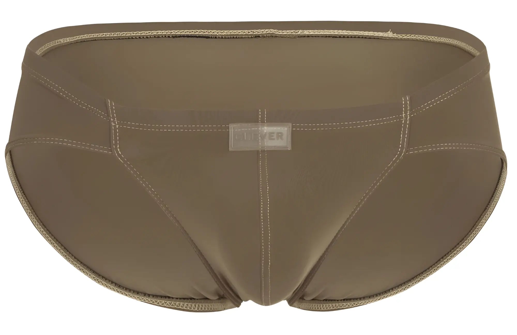 Olive green men’s swim trunks clever 1870 audaz bikini color brown with subtle textured finish and matching stitching