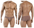 Tan clever 1870 audaz bikini briefs with smooth stretchy fabric and subtle brand tag at the waistband