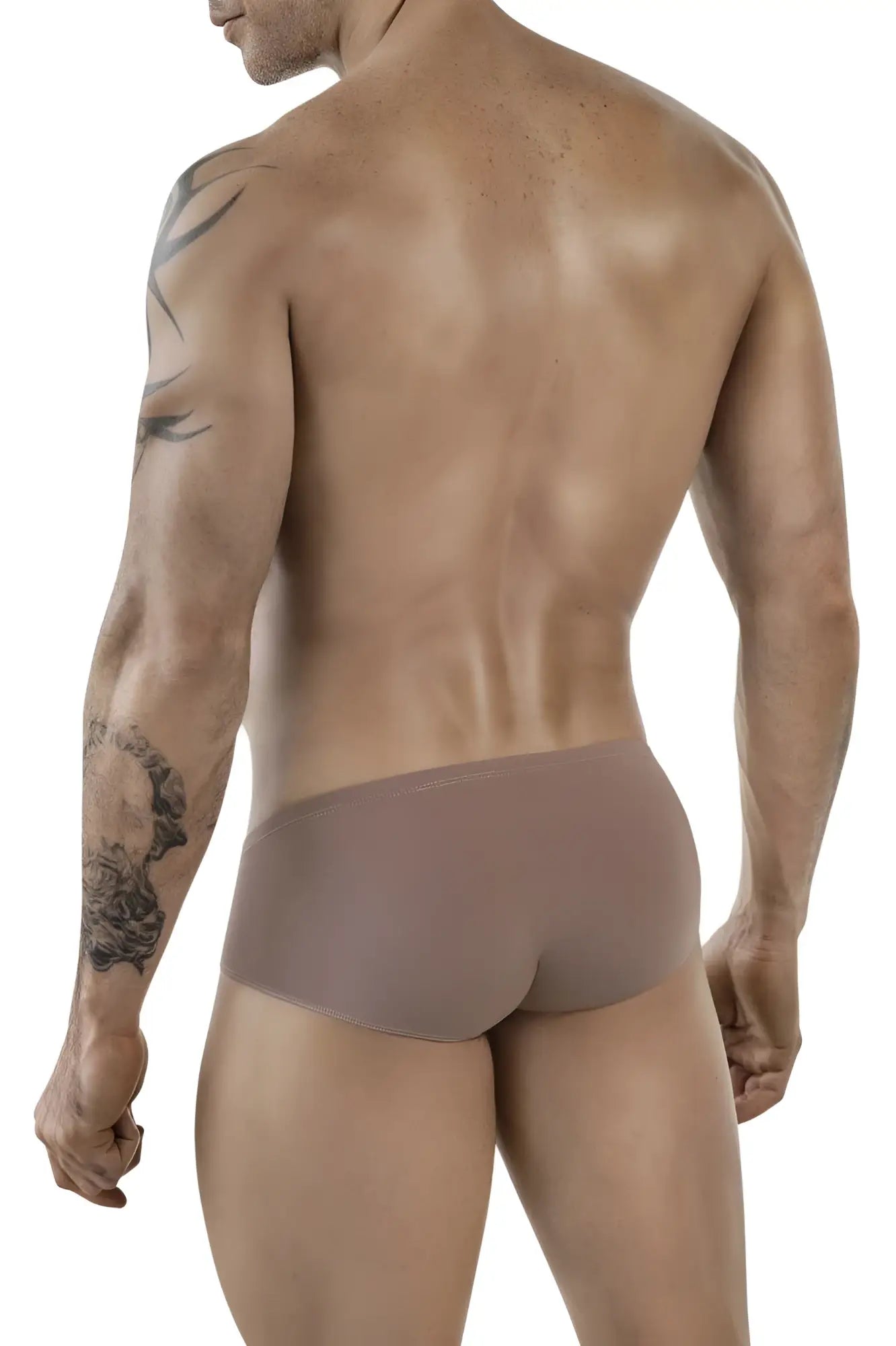 Tan clever 1870 audaz bikini briefs with a smooth seamless fit and form-fitting design in brown color
