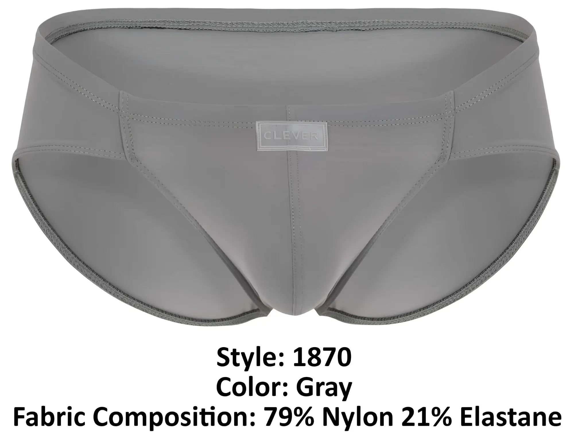 Gray men’s briefs clever 1870 audaz bikini in sleek form-fitting design made from 79 nylon and 21 elastane
