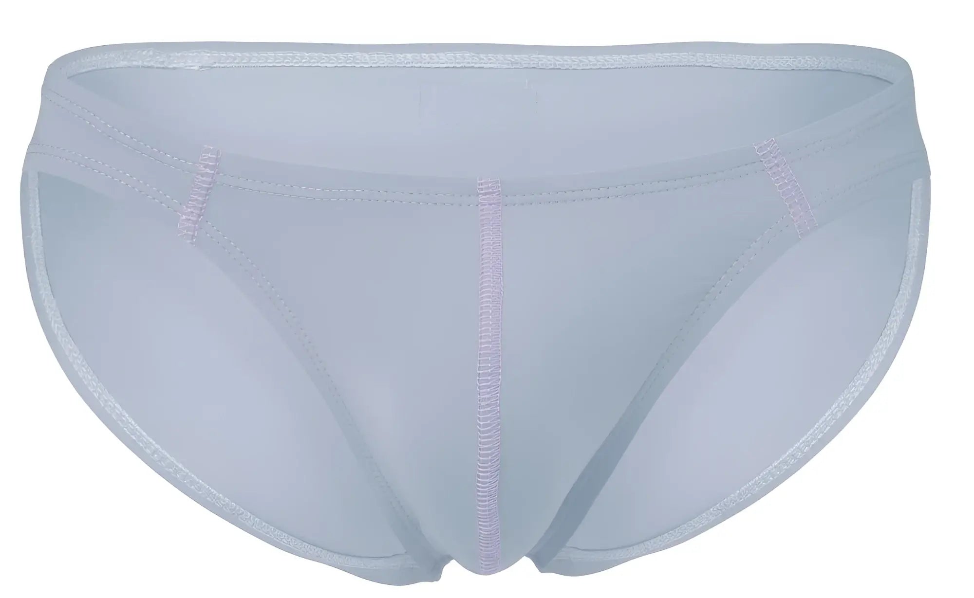 Light blue sheer mesh briefs with subtle pink stitching along seams from clever 2005 raices briefs color gray collection