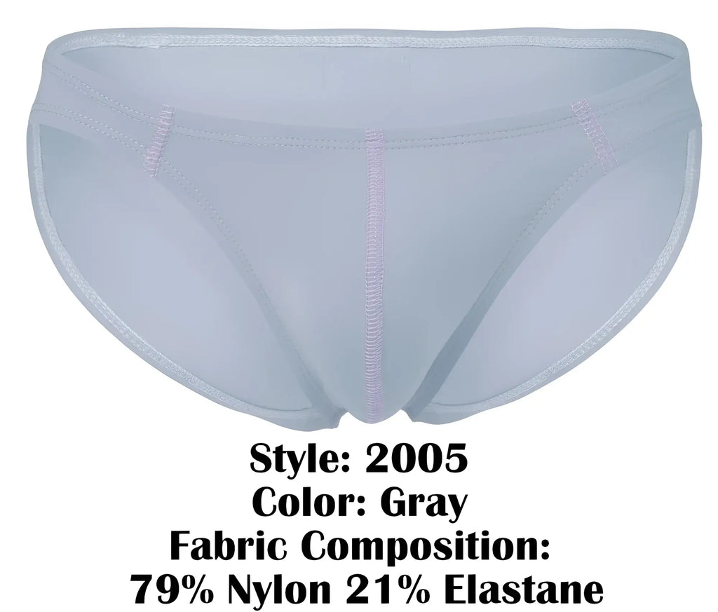 Gray clever 2005 raices briefs in nylon and elastane with subtle pink stitching along the seams