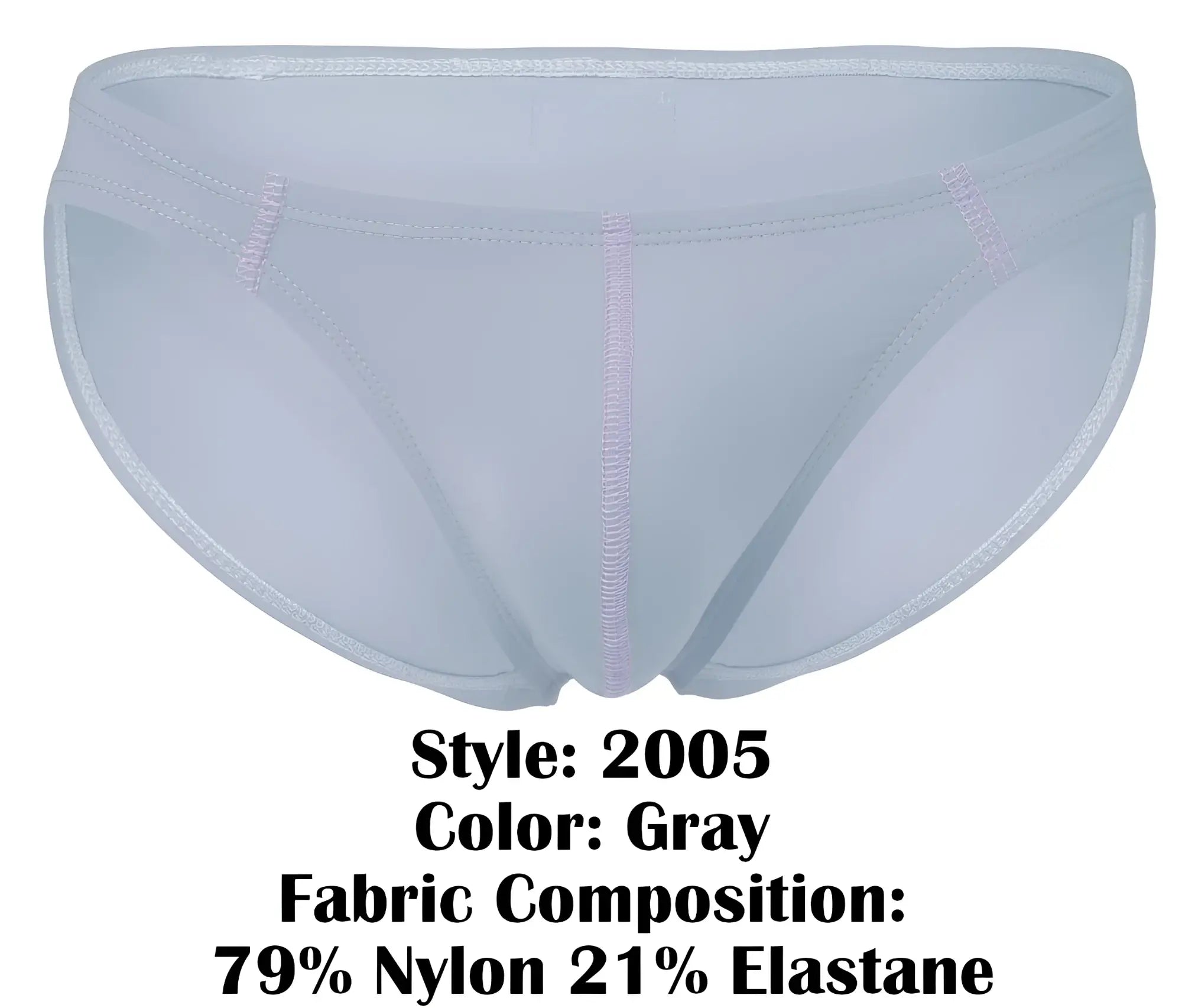 Gray clever 2005 raices briefs in nylon and elastane with subtle pink stitching along the seams
