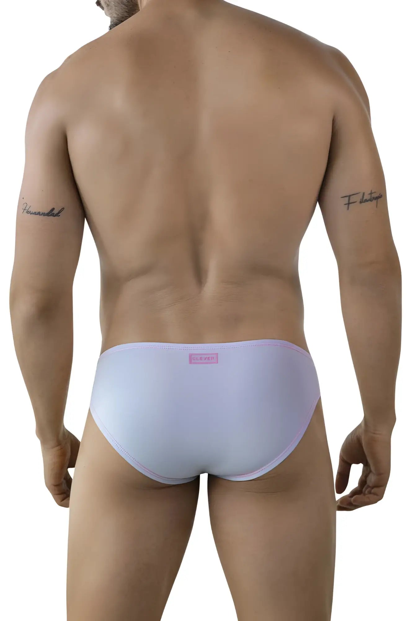 Light lavender clever 2005 raices men’s briefs with subtle pink brand tag at waistband for comfortable wear
