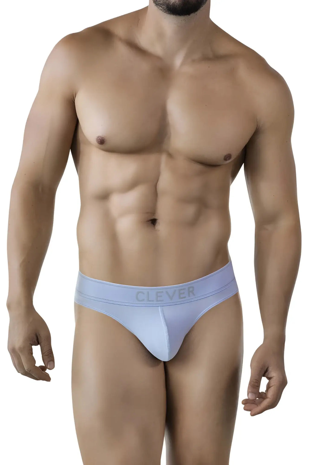 Light blue seamless Clever 2008 Raw thongs with subtle Clever logo on the waistband for comfortable everyday wear