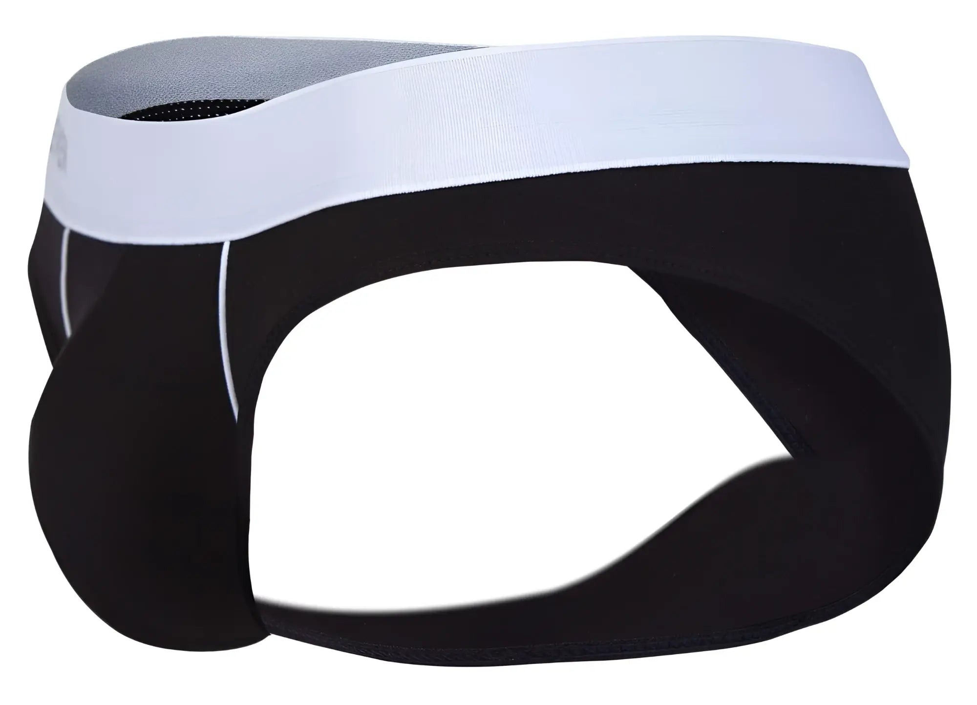 Black and white clever 2012 origen briefs with a sleek modern design and contrasting white waistband for athletic use