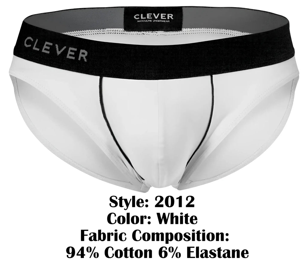 White clever 2012 origen briefs with black waistband made of 94% cotton 6% elastane for comfortable everyday wear